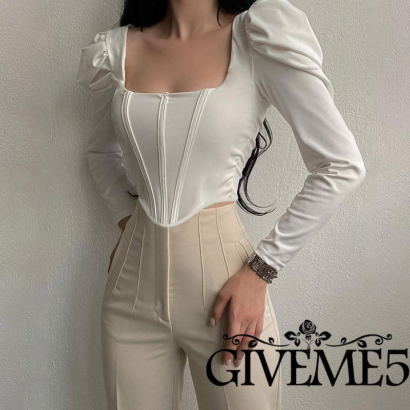 Áo thun lửng tay dài màu sắc trẻ trung cho nữ