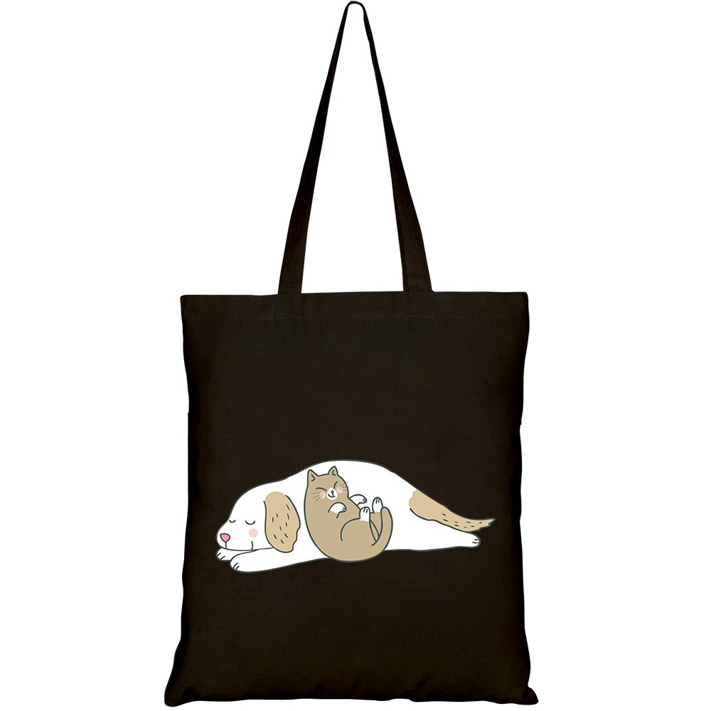 Túi vải tote canvas HTFashion in hình cartoon cute sweet cat dog HT164