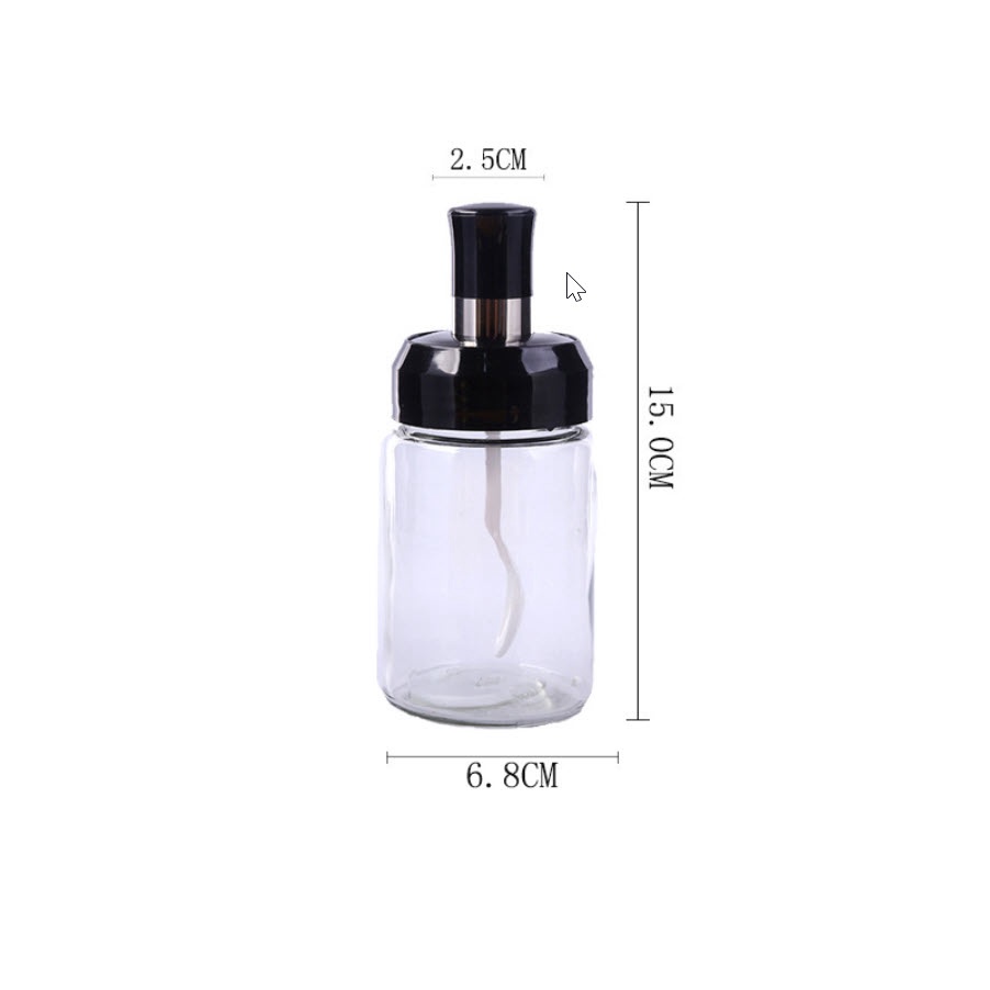 [HCM] Hũ đựng gia vị đẹp có kèm thìa - Lọ thủy tinh đựng gia vị kèm muỗng dung tích 250ML tiện lợi LOẠI TỐT
