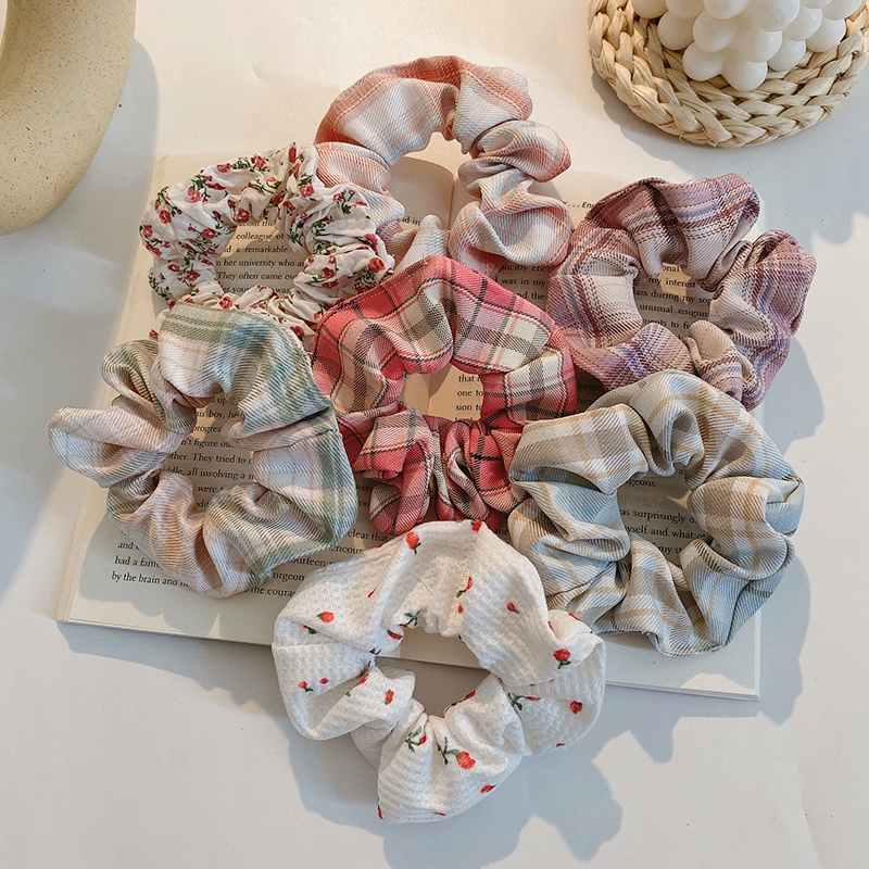 Dây Buộc Tóc Kẻ Sọc Caro Xinh Xắn Phong Cách Hàn Quốc Cho Nữ