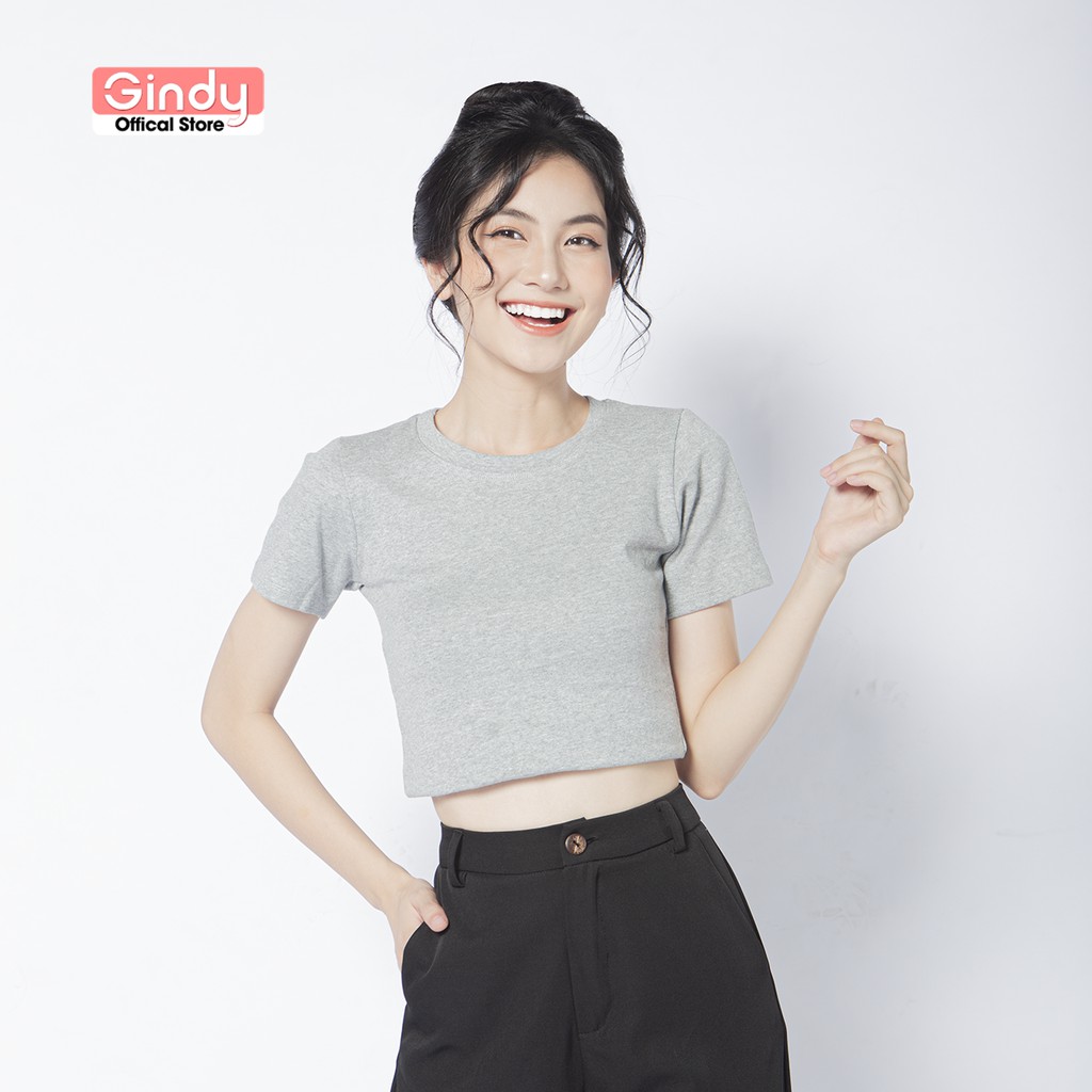 Áo croptop body thương hiệu GINDY kiểu ôm cổ tròn chất thun mịn thoáng mát phong cách trẻ trung A7003