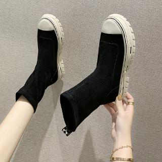 [Mã FSS09JAN hoàn 20% XU đơn từ 0đ]Giày Boot Nữ Cổ Ngắn Đế Dày Thời Trang