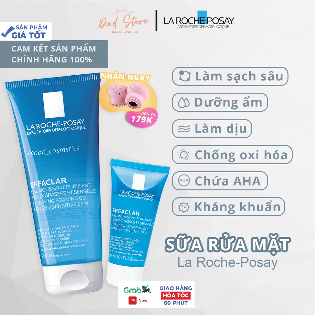 Gel Rửa Mặt Tạo bọt Làm Sạch Cho Da Dầu Nhạy Cảm La Roche-Posay Effacla Purifying Foaming Gel Cleanser - dad cosmetics