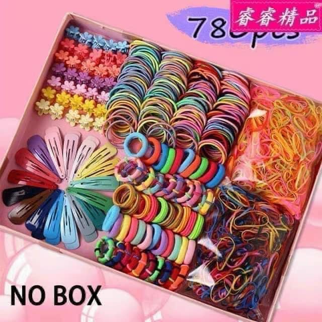 Kẹp tóc, cột , dây buộc tóc sét 780 chi tiết kẹp tóc cho bé (CÓ HỘP)