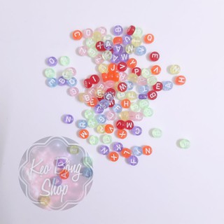 Gói 50 hạt chữ trong suốt nhiều màu làm vòng tay, shaker, móc khóa handmade…