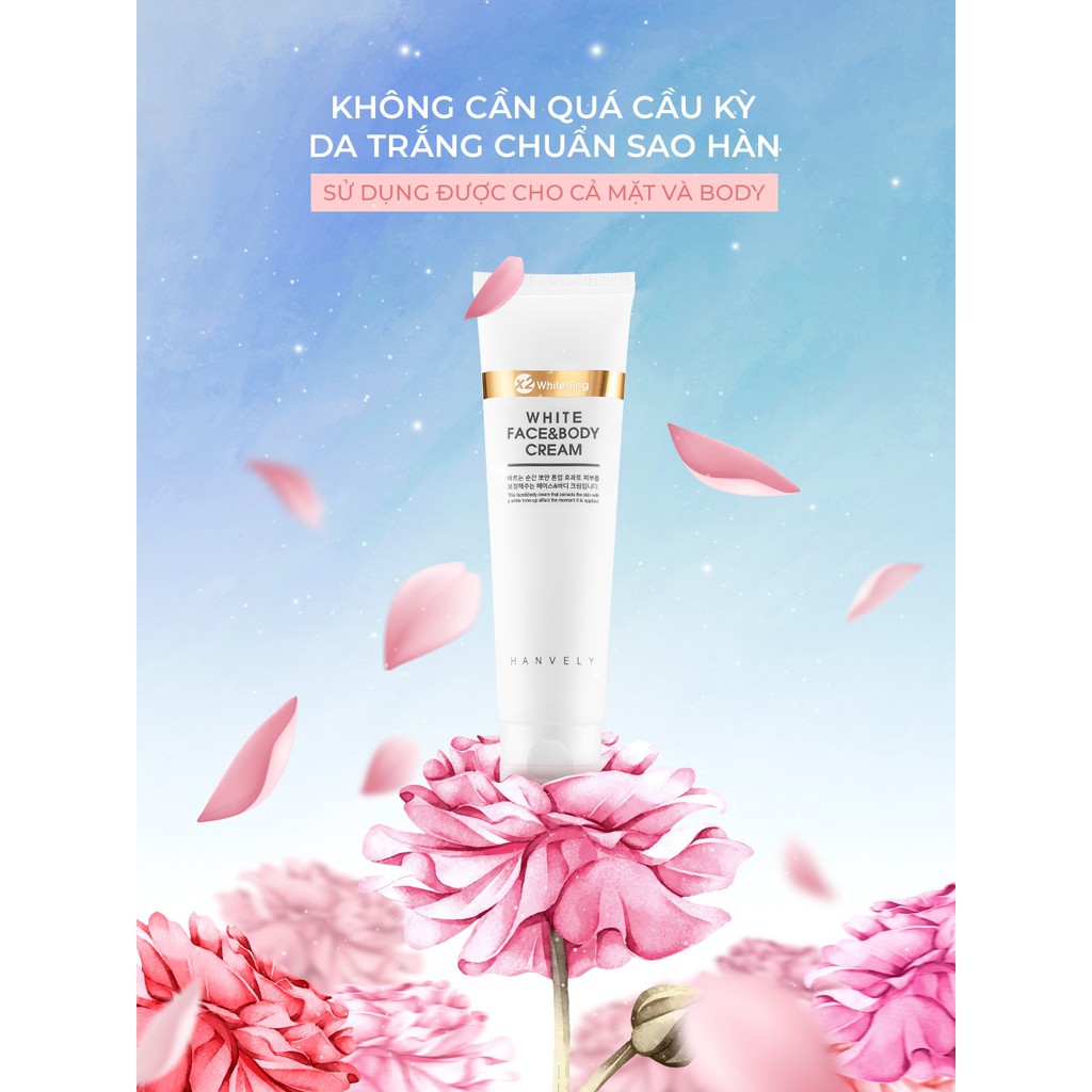 KEM DƯỠNG TRẮNG DA HANVELY WHITE FACE BODY CREAM