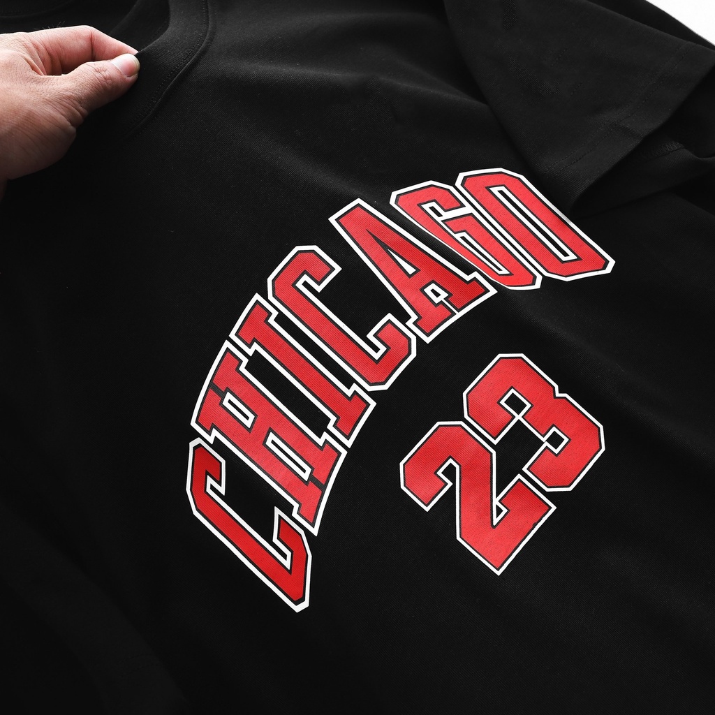 Áo thun tay lỡ nam nữ in chữ Chicago , Vải Cotton Form Oversize - SELECTED.STORE