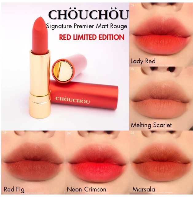 Son Thỏi Chou Chou Signature Premier Matt Rouge Red Limited Edition phiên bản giới hạn