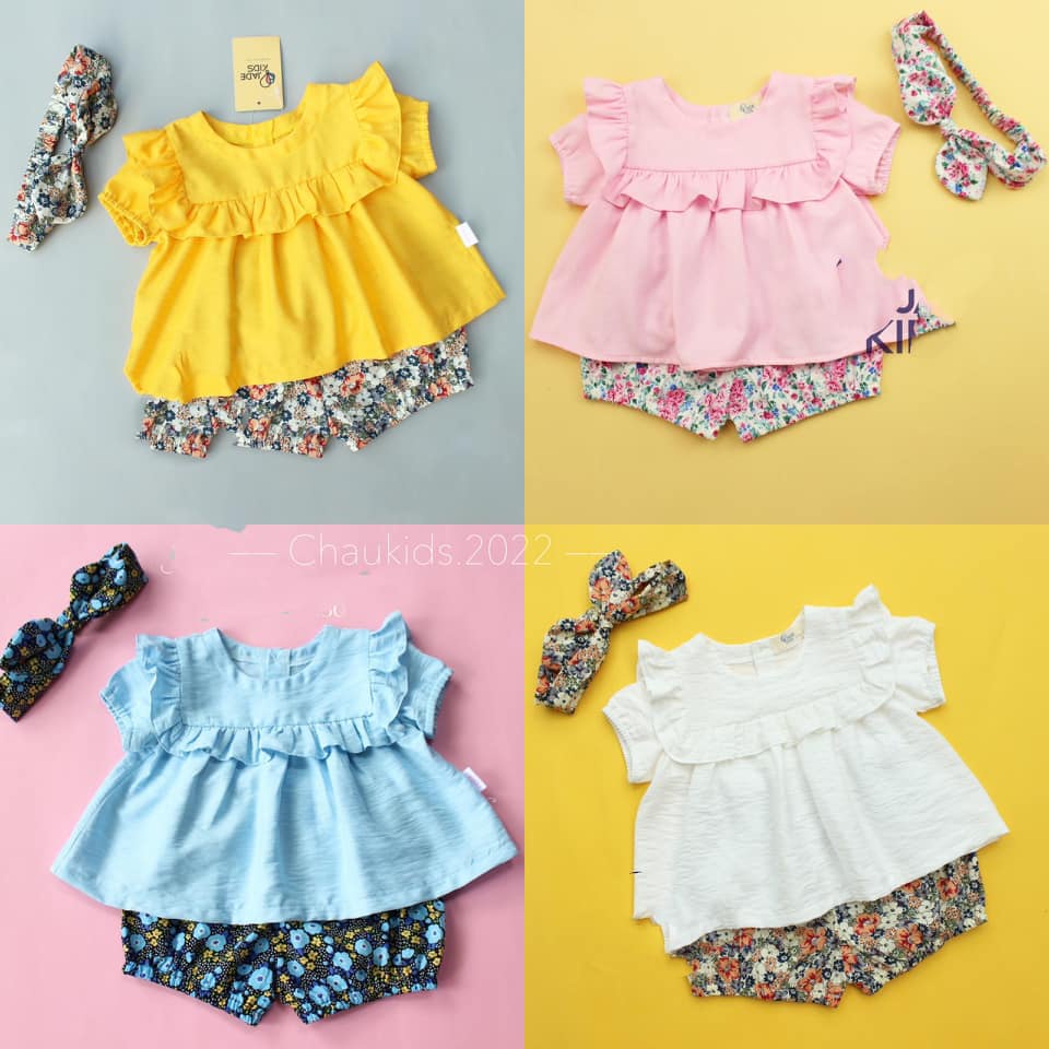 Đồ Bộ Tiểu Thư phối bèo kèm tuban cho bé