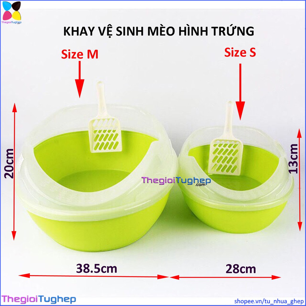 Khay vệ sinh cho mèo hình trứng giá rẻ cỡ trung (size M), chọn được màu