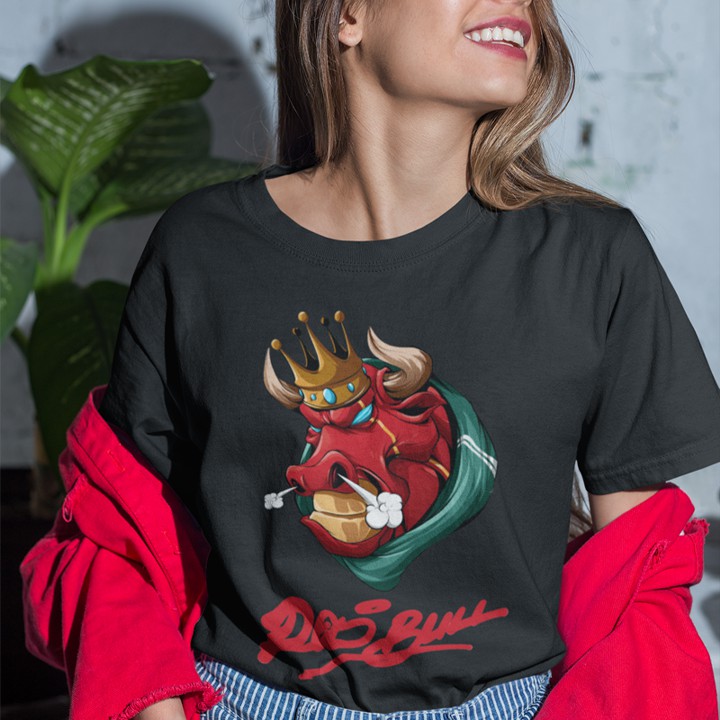 Áo Thun Cổ Tròn Thời Trang In Hình Bull Đỏ