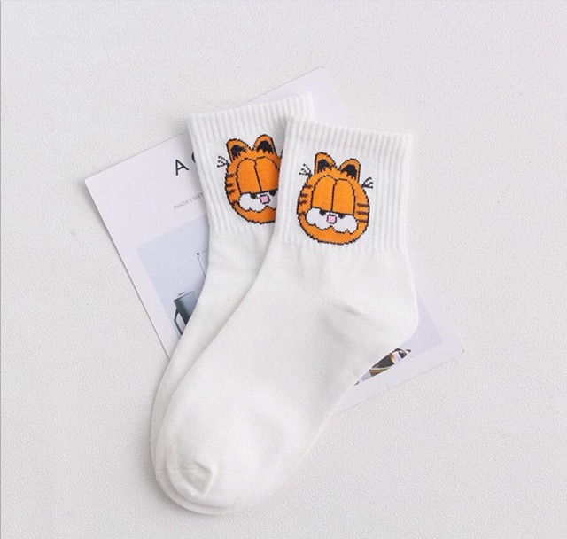 Tất trơn cổ lừng vải cotton họa tiết hoạt hình siêu đáng yêu nhiều màu xinh giá rẻ khử mùi tốt