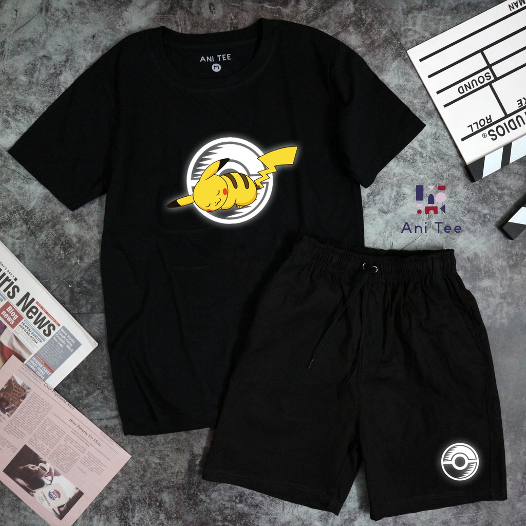 [PREMIUM] COMBO ÁO+ SHORT PIKACHU NỬA HÌNH NỬA PHẢN QUANG CỰC ĐẸP