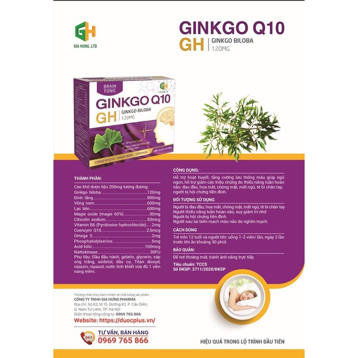 Bổ máu não Ginko Q10 - Ginkco Biloba (hộp 100 viên)