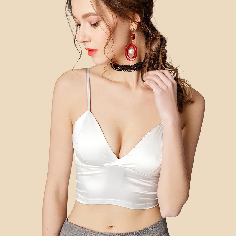 Áo 2 Dây Eva Bra Phi Lụa Cao Cấp Đai Bản To Che Mỡ Quyến Rũ GB264
