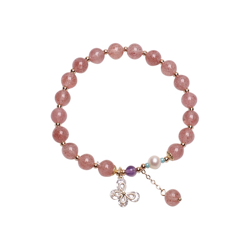 Vòng Đeo Tay Hình Bướm Đính Đá Pha Lê Hồng Thời Trang Xuân Hè Cho Nữ