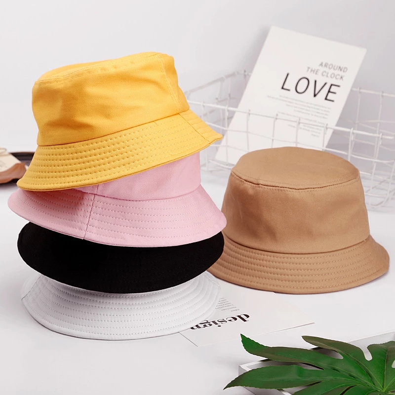 Summer Foldable Anti-UV Pure Color Women Bucket Hat/ Korean Style Simple Outdoor  Beach Sunscreen Fisherman Hat