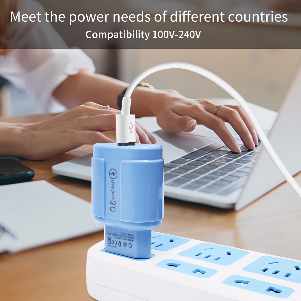 Củ Sạc Nhanh 2000MA 3 Cổng Usb 3.0 Chống Cháy Nổ Màu Macaron Cho iPhone Android