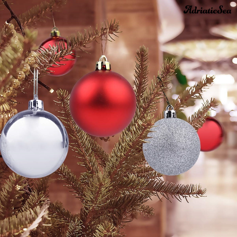 Set 24 Quả Châu 4/6/8cm Trang Trí Cây Thông Noel