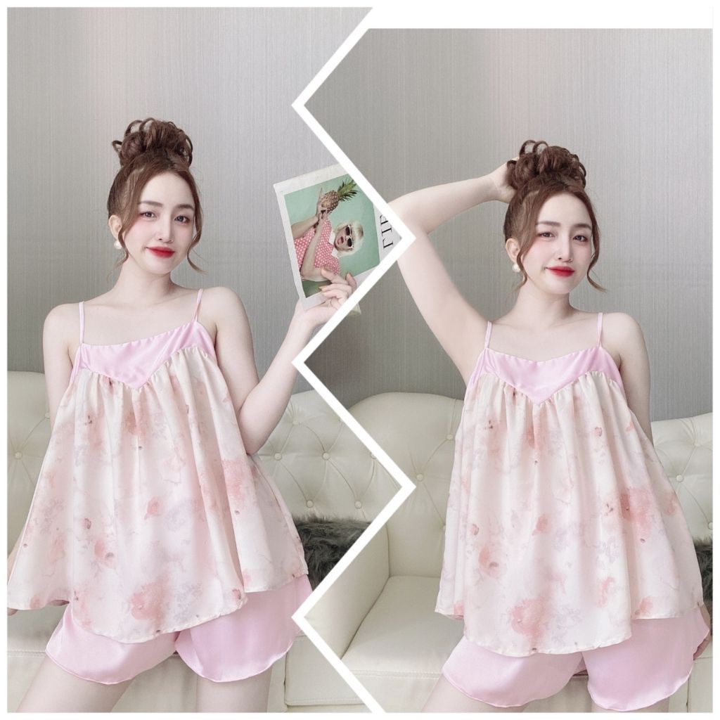 Đồ Ngủ Nữ BIGSIZE Đồ Ngủ Sexy lụa Satin Babydoll cao cấp mềm mại xinh xắn &lt; 62KG
