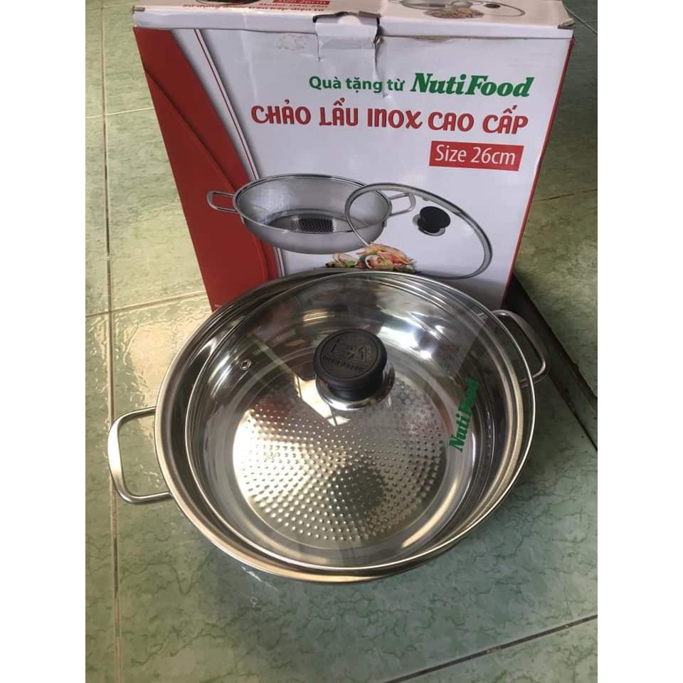 CHẢO LẨU INOX CAO CẤP SIZE 26CM - QUÀ TẶNG TỪ NUTIFOOD