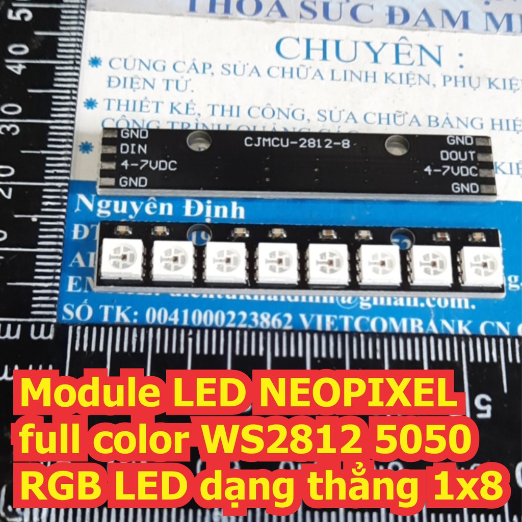 Module LED NEOPIXEL full color WS2812 5050 RGB LED dạng thẳng 1x8 kde7287