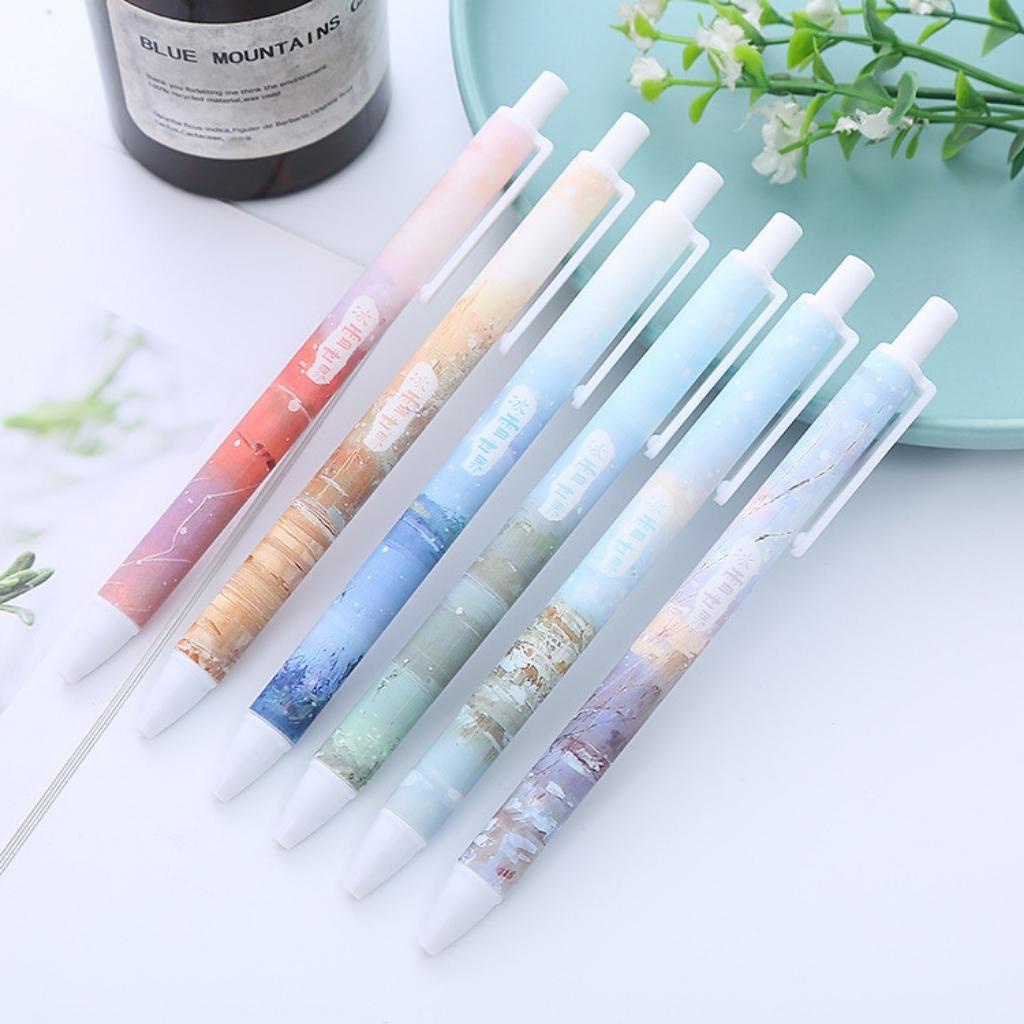 Bút Bi Bấm Mực Gel Đen EDUSKY  Viết Văn Phòng Phẩm Dễ Thương Nhiều Mẫu Mã Cute Cho Sinh Viên Học Sinh