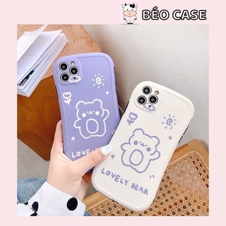 Ốp lưng iphone imd cong lovely bear tím trắng chống bẩn