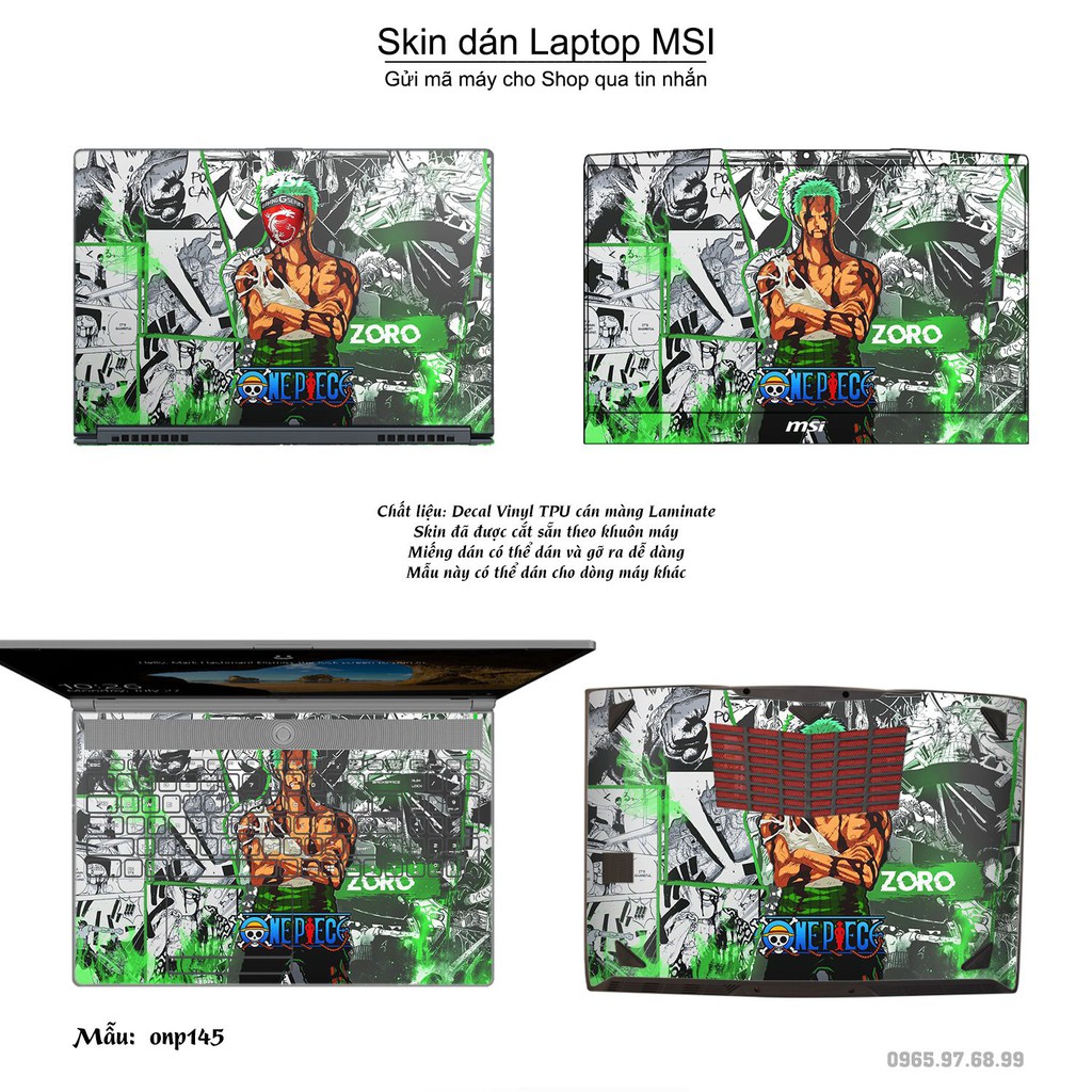 Skin dán Laptop MSI in hình One Piece nhiều mẫu 18 (inbox mã máy cho Shop)