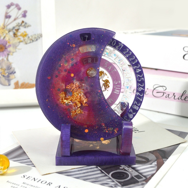 1 Bộ Khuôn Silicone Hình Mặt Trăng / Trái Tim Làm Lịch Treo Trang Trí Thủ Công