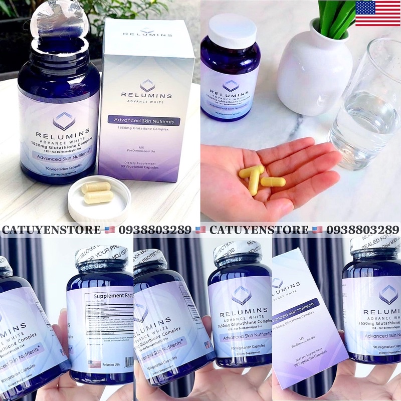 Viên Uống Trắng Da Relumins Advance White 1650mg 90 viên Chính Hãng Mỹ [Air Date 24]