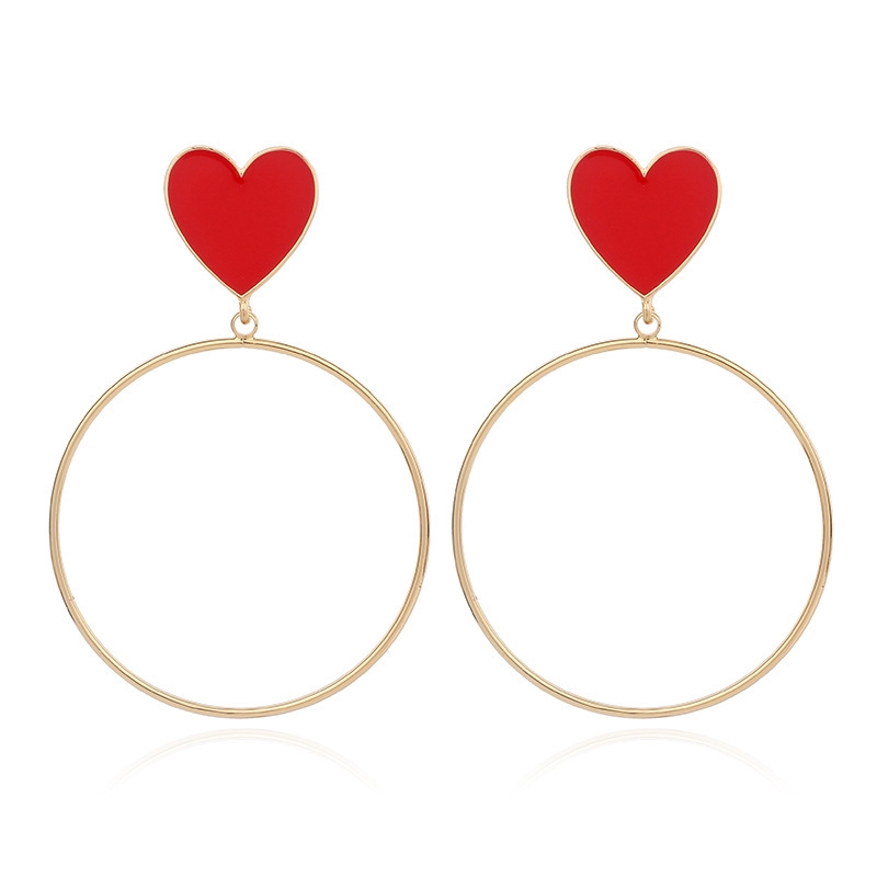 Korea exaggerated red geometric circle earrings fashion earrings girls love