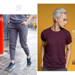 Combo 3áo thun trơn + 2quần jogger bo gân AGE2X.