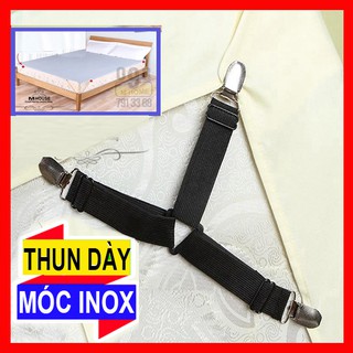Combo 4 dây inox kẹp cố định ga giường bộ chăn gói drap giường