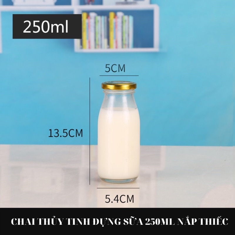 Chai thuỷ tinh đựng sữa nắp thiếc 200ml