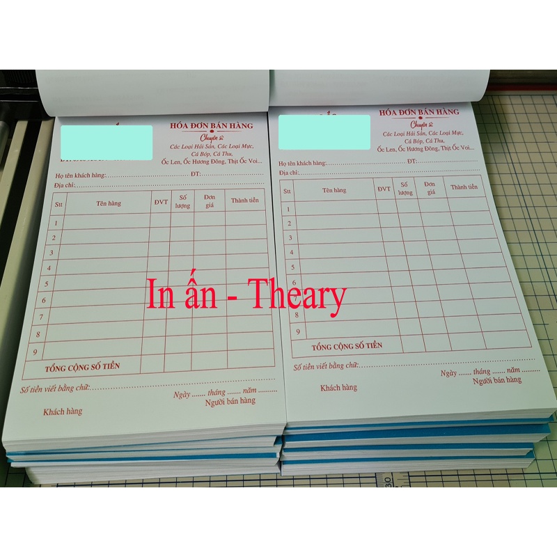 Hóa đơn bán hàng 1 liên, in theo yêu cầu của khách, kích thước A5 (14 x 21 cm) Combo 10 cuốn.