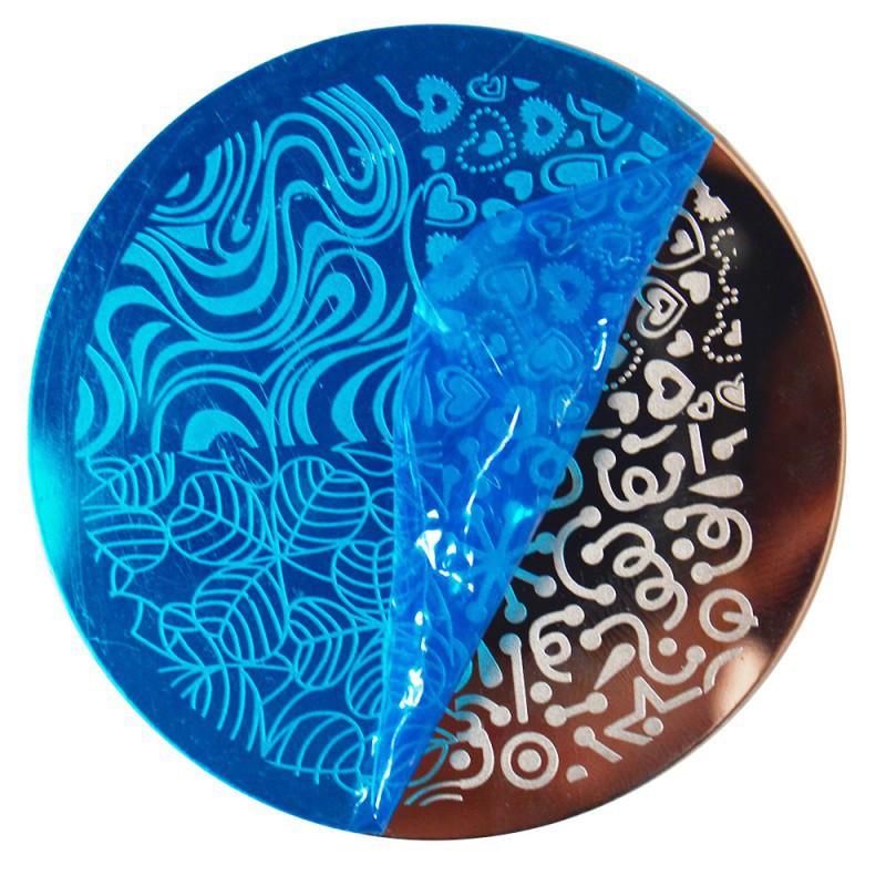 Set 10 Tấm Inox Dán Móng Tay + 1 Con Dấu + 1 Dụng Cụ Cạo Họa Tiết Ngẫu Nhiên