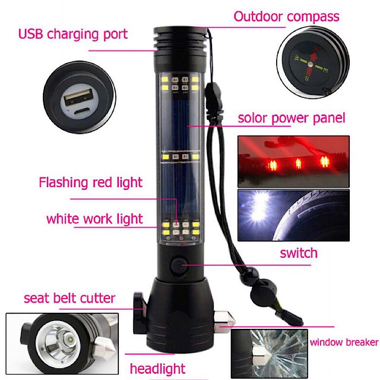 Đèn pin đa chức năng Chenglnn sạc usb năng lượng mặt trời