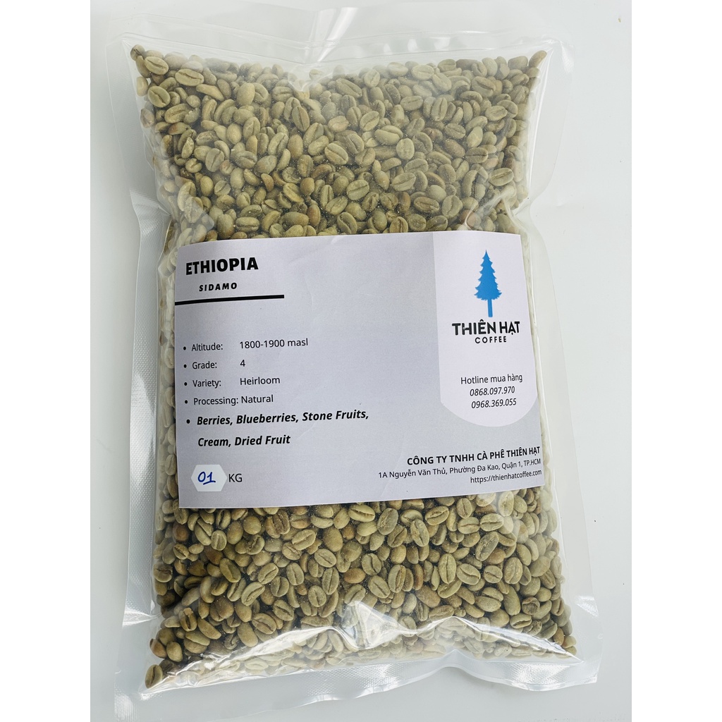 Cà phê nhân xanh ETHIOPIA SIDAMO G4-1kg