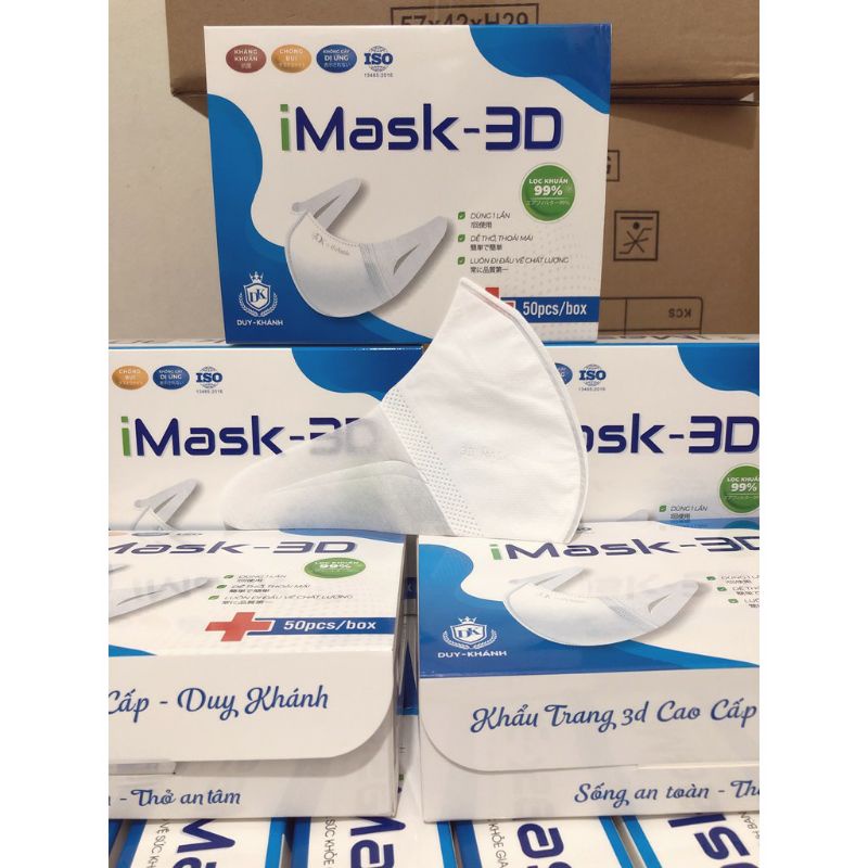 Thùng 50 Hộp Khẩu Trang 3D Kháng Khuẩn Chính Hãng Monji/Unimask/Duy Khánh/Diệu Linh trơn Ôm Sát