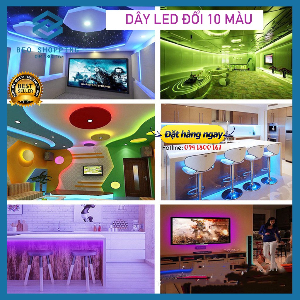 Dây LED SMD 5050  độ dài 5M quay tiktok, video, livestream bán hàng, trang trí xe hơi, nhà, sự kiện, tủ rượu