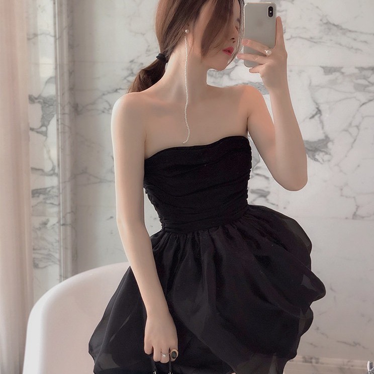 Váy Cúp Ngực Tùng Phồng LSEOUL V1068 Chất Voan Ngọt Ngào Nữ Tính