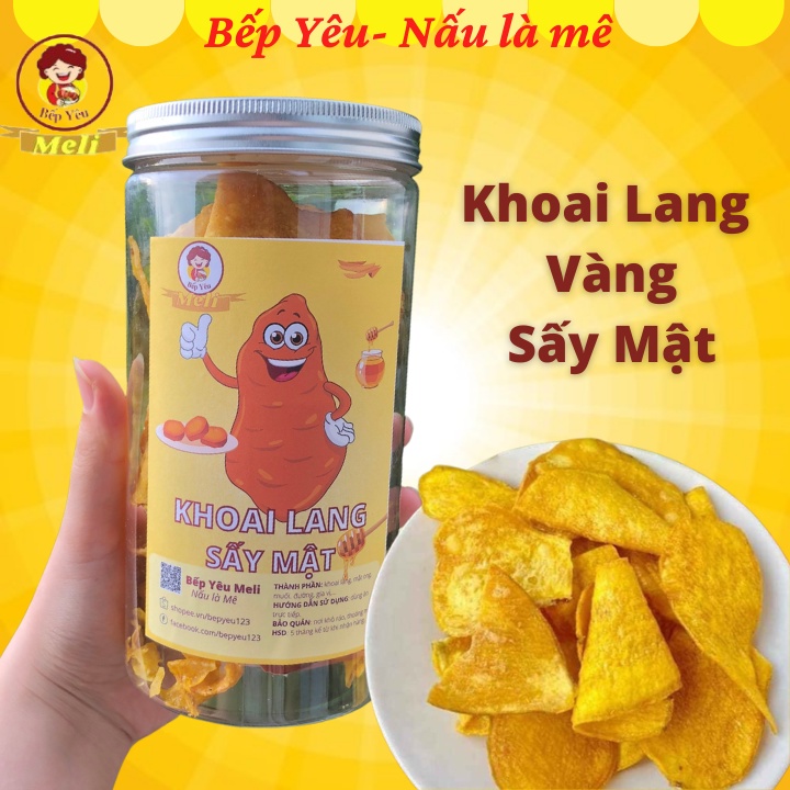 Khoai lang vàng sấy mật ong giòn tan - hộp 200g đồ ăn vặt Bếp Yêu Meli
