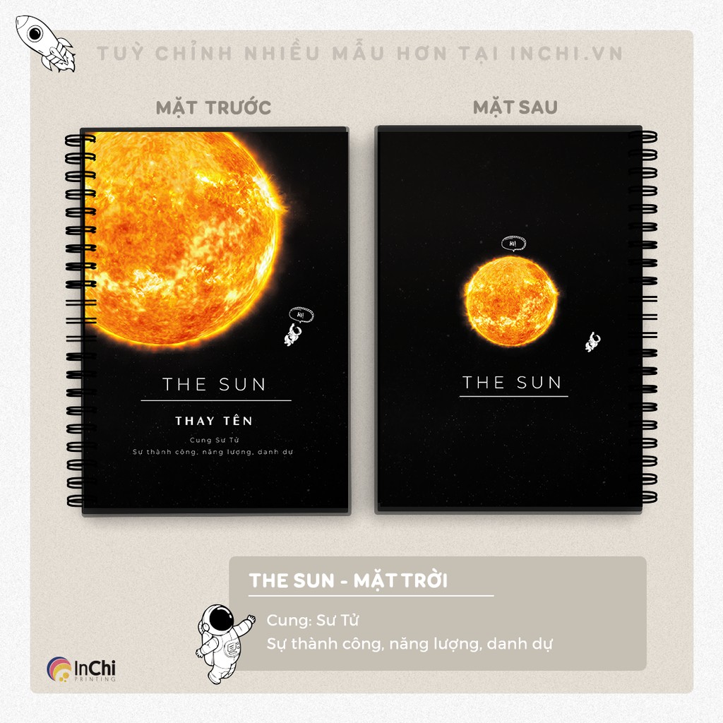 SỔ TAY LÒ XO IN TÊN VÀ HÀNH TINH HỆ MẶT TRỜI THEO YÊU CẦU 120 TRANG, SỔ PLANNER, SKETCHBOOK 365 NGÀY ĐỘC ĐÁO CHẤT LƯỢNG