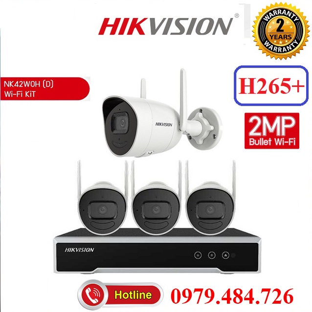 Trọn bộ 4 camera ip wifi không dây hikvision NK42W0 chính hãng Full HD 1080p Có Mic thu âm- Bảo hành 2 năm