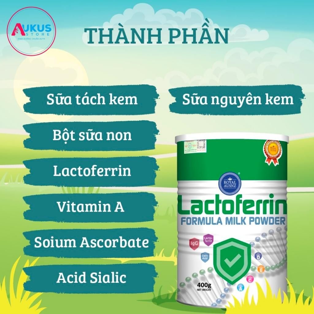 Sữa Bột Hoàng Gia Úc Tăng Sức Đề Kháng Royal AUSNZ Lactoferrin Tăng Cường Miễn Dịch, Bổ Sung Dinh Dưỡng Hộp 400g