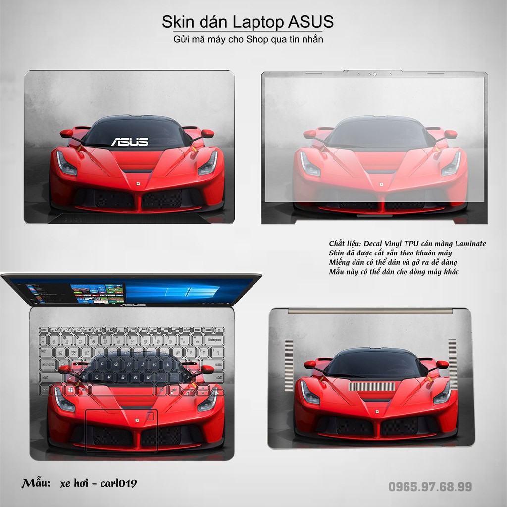 Skin dán Laptop Asus in hình xe hơi (inbox mã máy cho Shop)