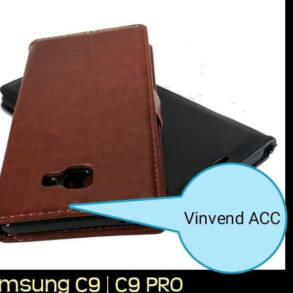 Lật Bao Da Điện Thoại Kiểu Ví Tiền Cho Samsung Galaxy C9Pro C9 Pro Maron