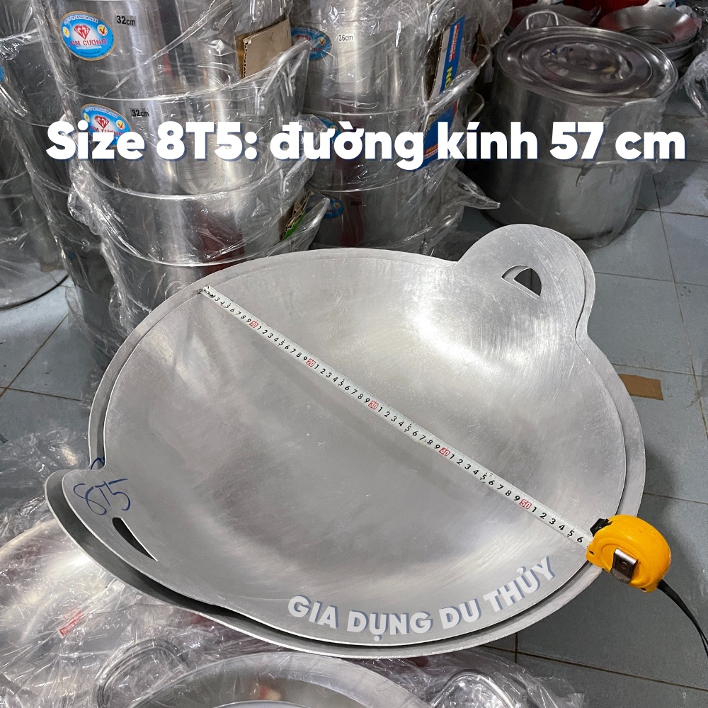 Chảo nhôm bay quai liền size lớn 60 - 100 cm dùng cho nhà hàng, quán ăn, nấu đám tiệc của tổng kho gia dụng Du Thủy
