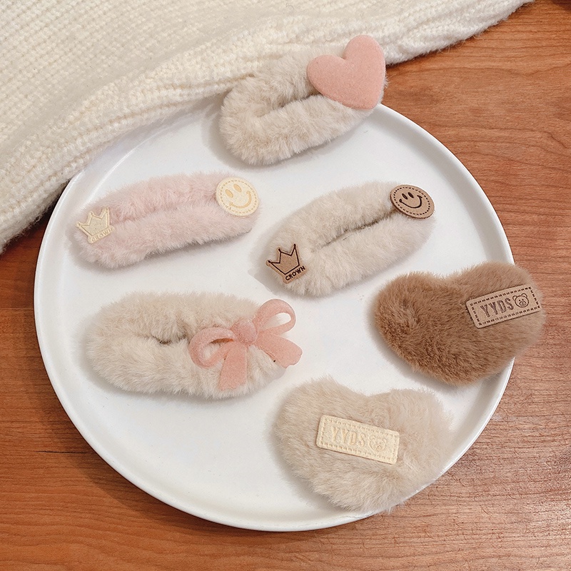 Kẹp tóc đính nơ vải nhung màu sắc cà phê xinh xắn dễ thương cho nữ